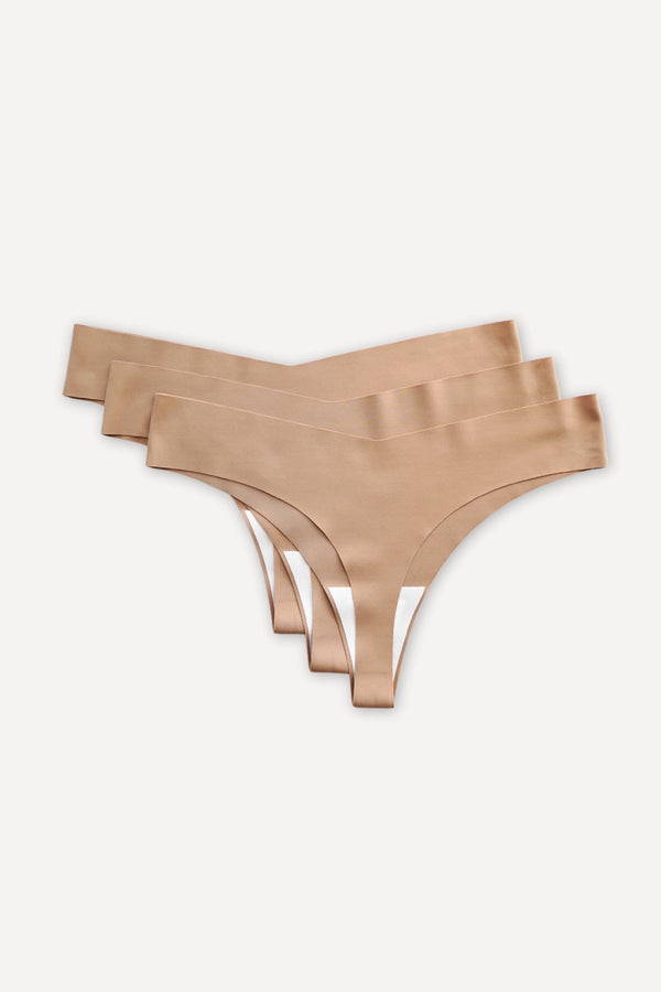 Bezszwowe stringi INVISIBLE nude 3-pak