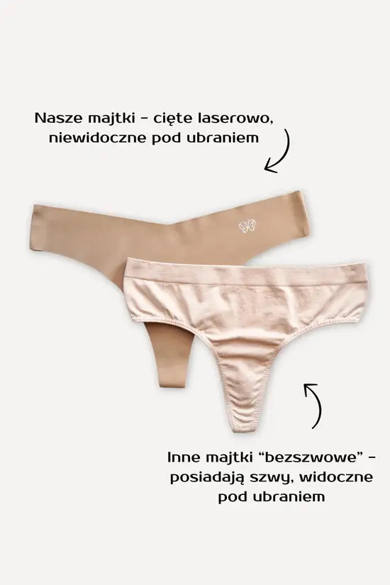 Bezszwowe stringi INVISIBLE nude 3-pak
