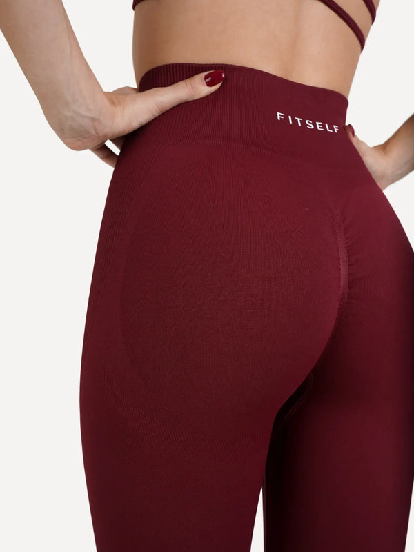 Legginsy bezszwowe VIBRANT bordowe