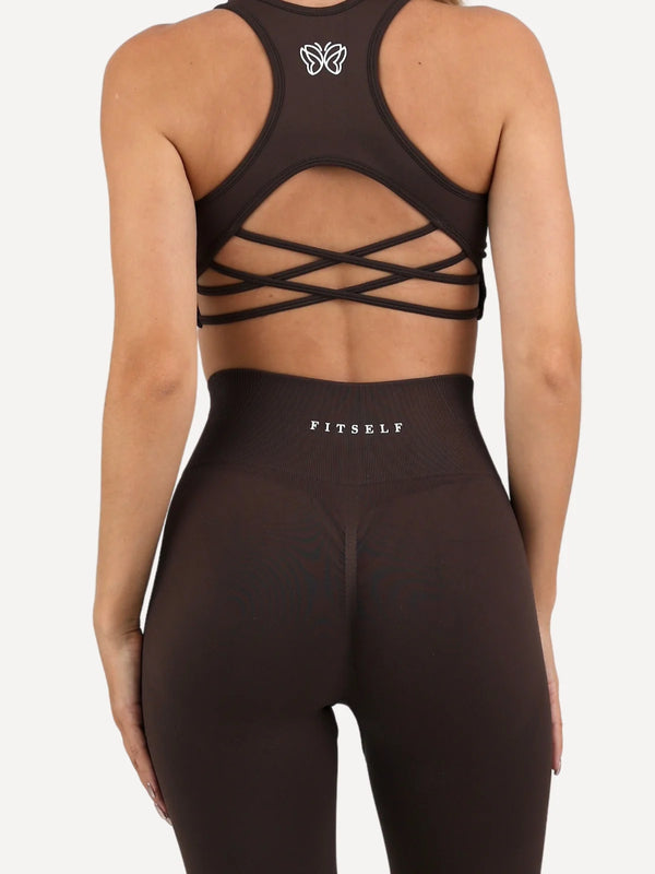 Legginsy bezszwowe VIBRANT brązowe