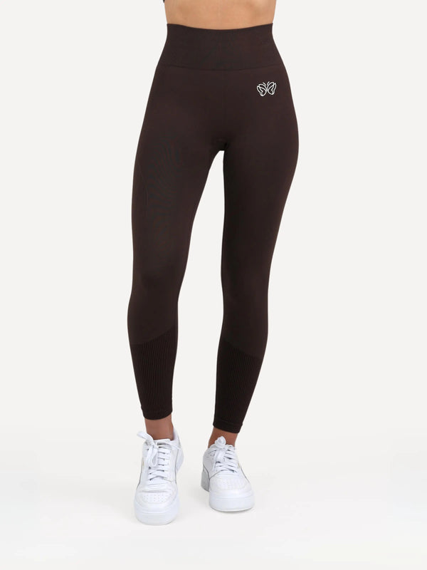 Legginsy bezszwowe VIBRANT brązowe