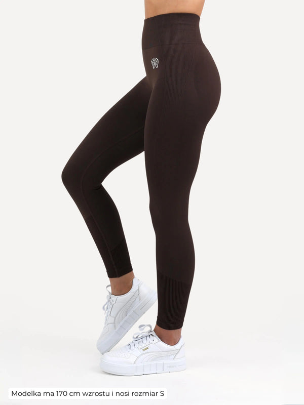 Legginsy bezszwowe VIBRANT brązowe