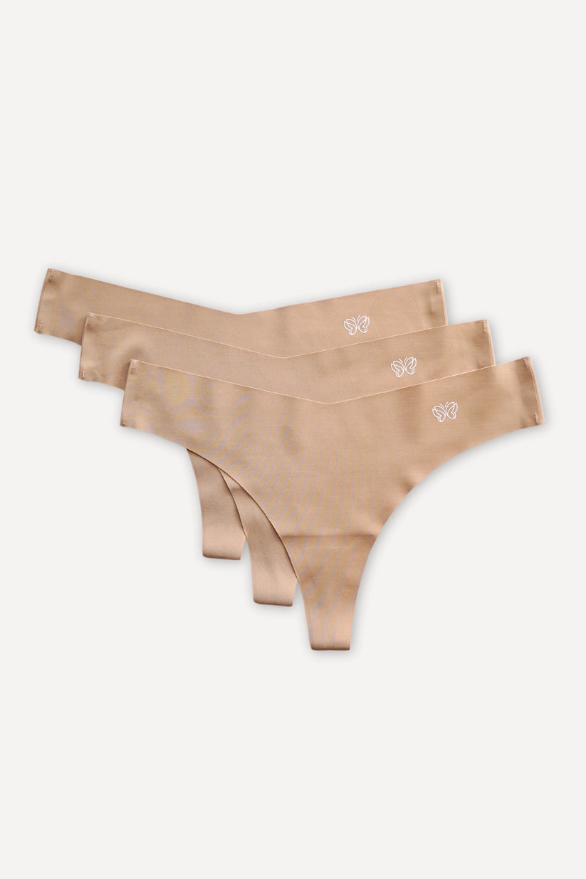 Bezszwowe stringi INVISIBLE nude 3-pak