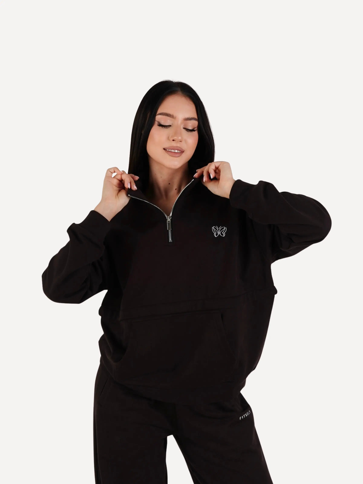 Bluza z półzamkiem REST espresso brown
