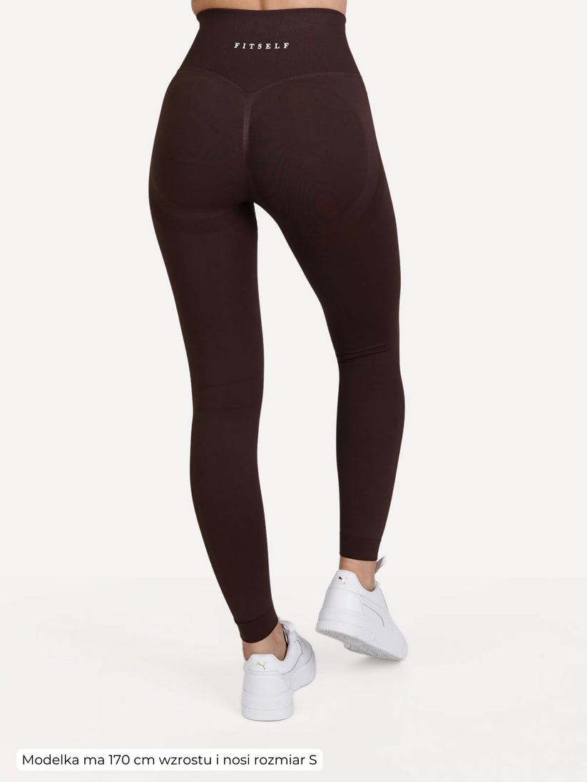Legginsy bezszwowe Double PUSH UP brązowe