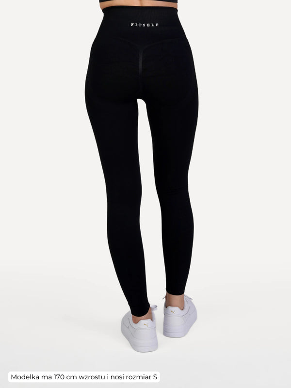 Legginsy bezszwowe Double PUSH UP czarne