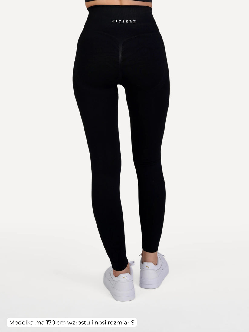 Legginsy bezszwowe Double PUSH UP czarne