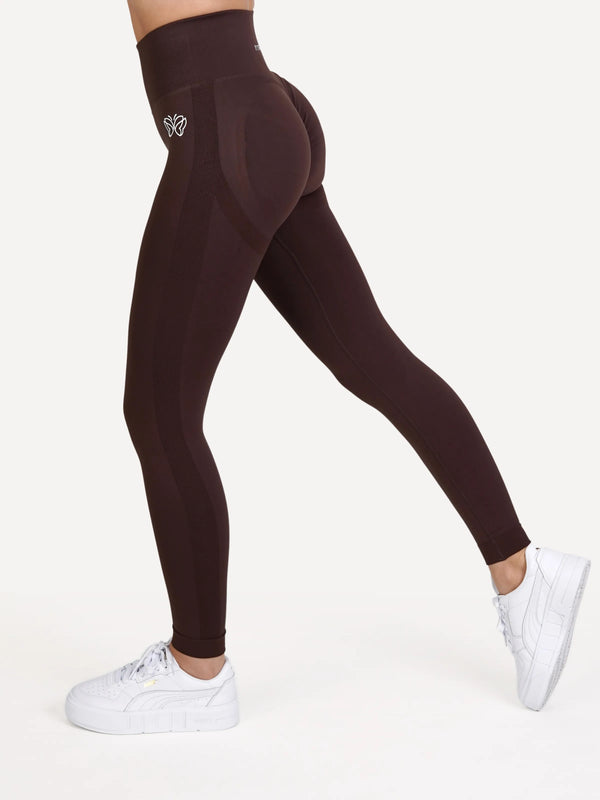 Legginsy bezszwowe Double PUSH UP brązowe