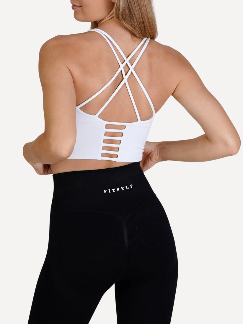 Top sportowy STRAP BRA bialy