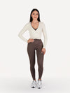 Zestaw 3-częściowy: legginsy + biustonosz ICONIC taupe + top wiązany PILATES ERA cream