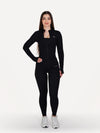 Zestaw 3-częściowy: legginsy + biustonosz + bluza rozpinana ZEN czarna