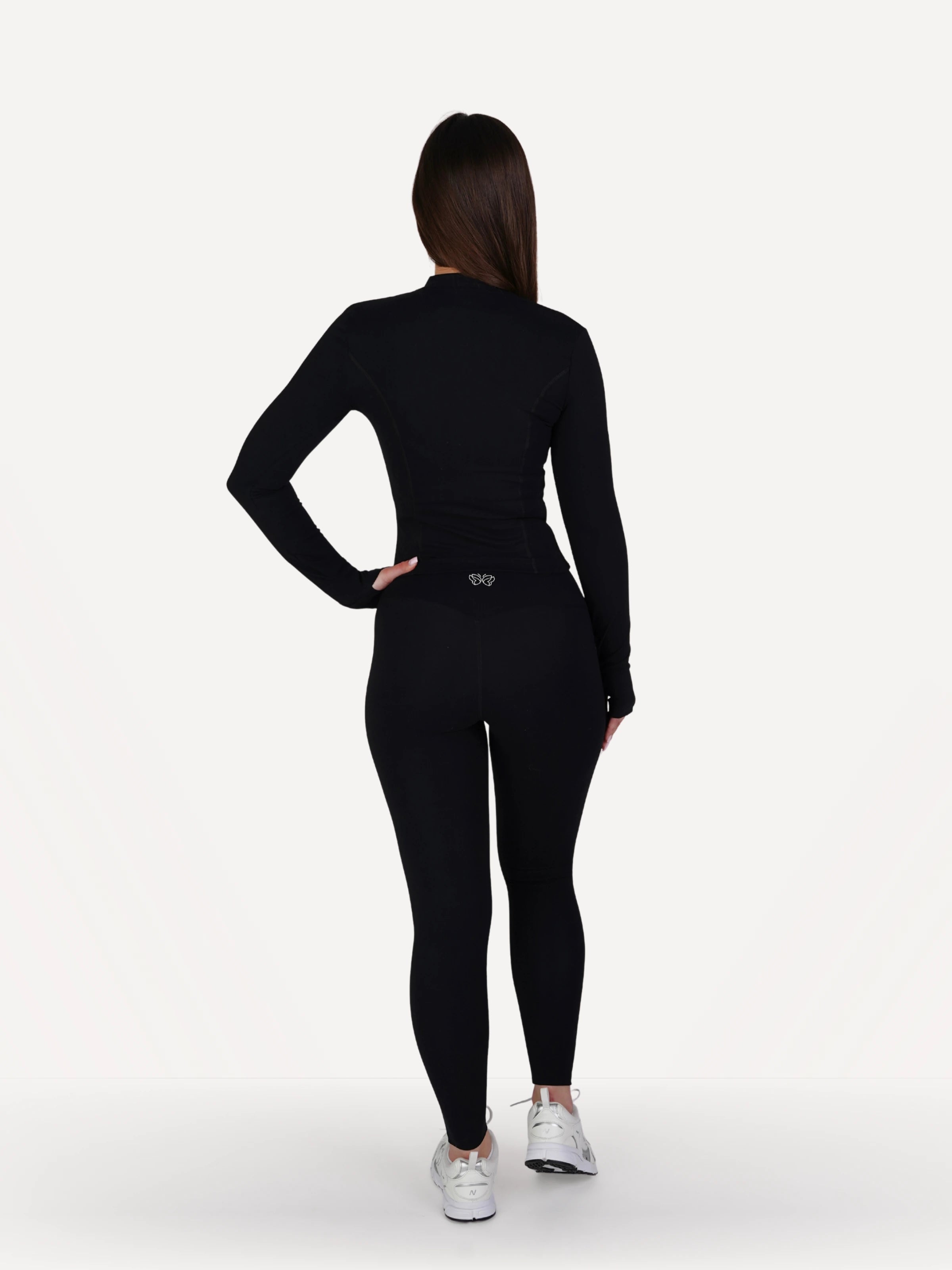 Zestaw 3-częściowy: legginsy + biustonosz + bluza rozpinana ZEN czarna