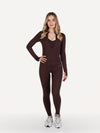 Zestaw 3-częściowy: legginsy + top + bluza rozpinana ZEN brązowa