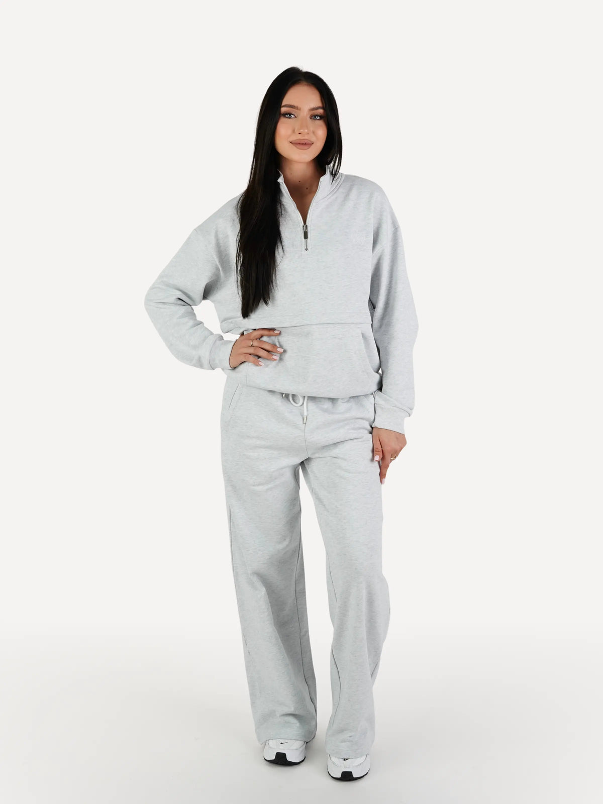 Zestaw bluza z półzamkiem + spodnie dresowe REST grey melange