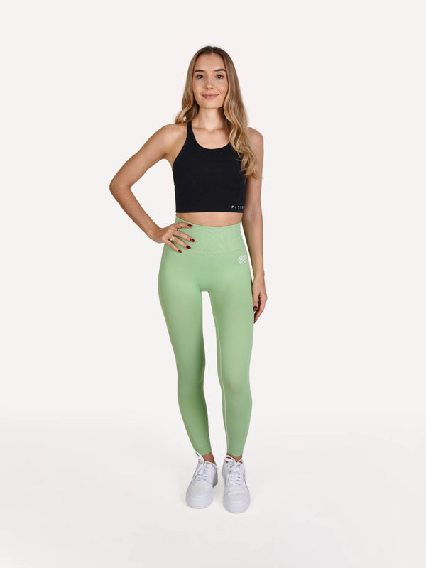 Zestaw Legginsy Double PUSH UP zielone + Top STRAP BRA czarny
