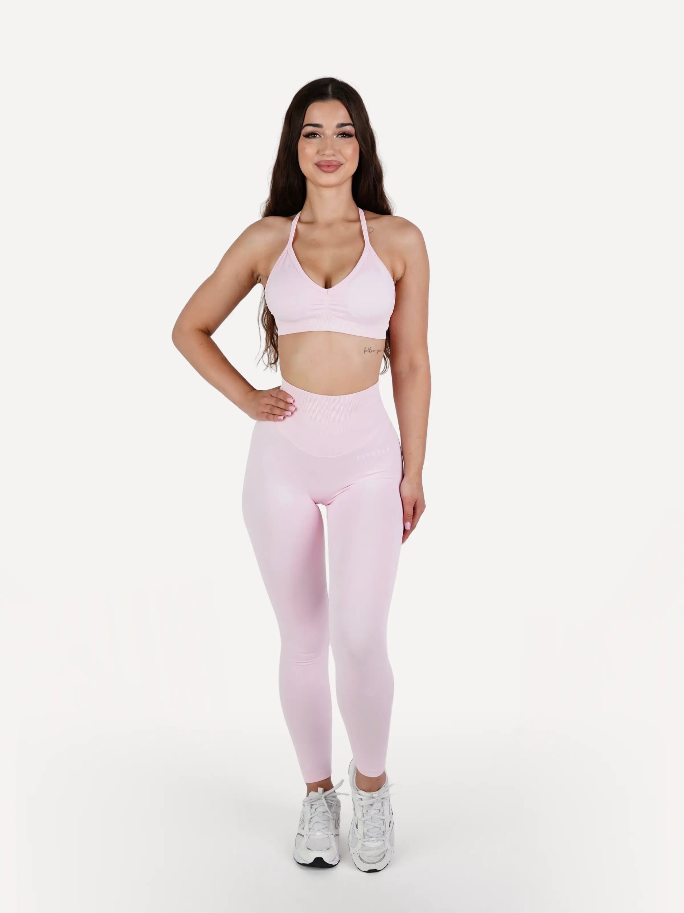 Zestaw legginsy + biustonosz ICONIC baby pink