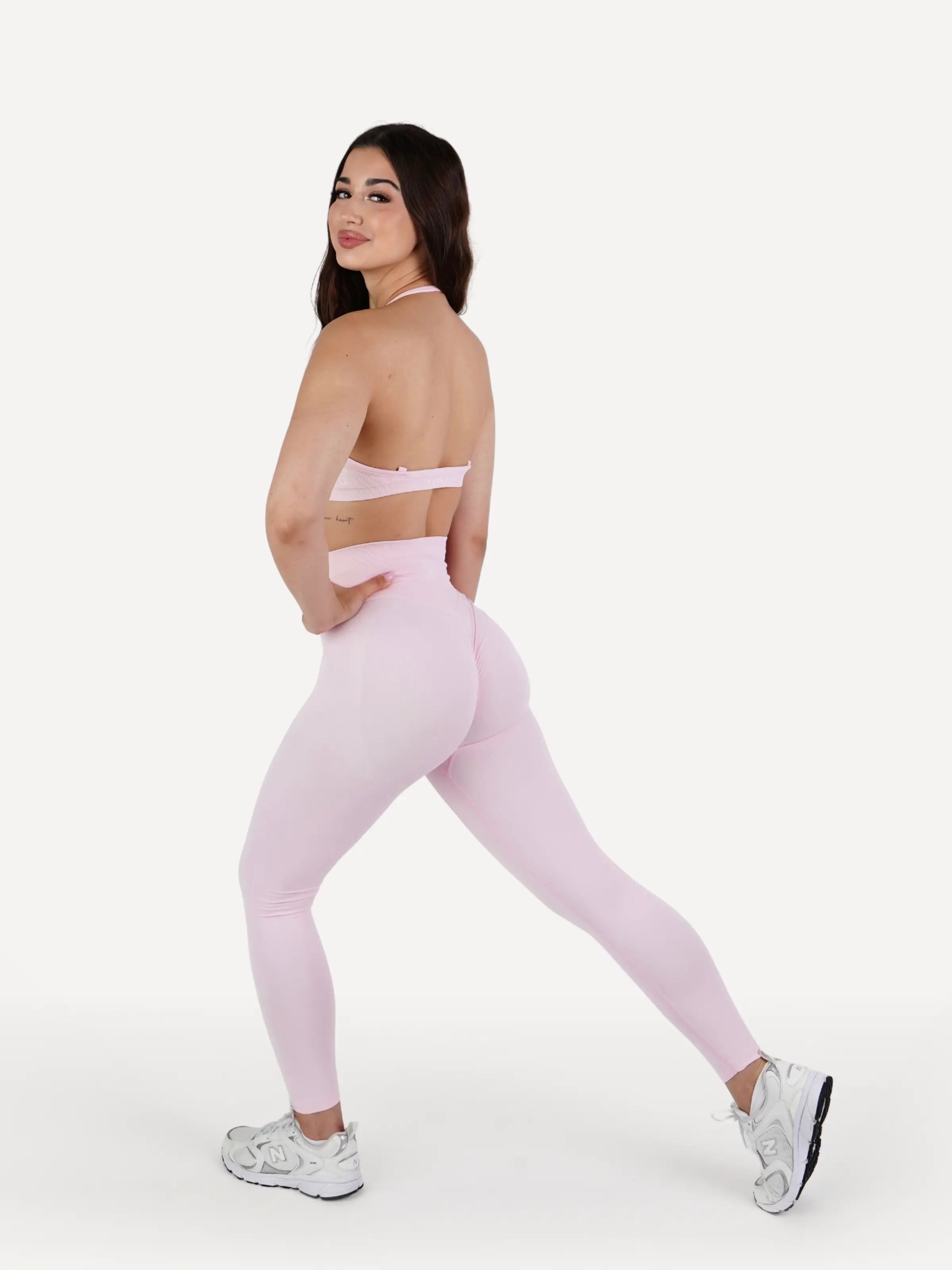 Zestaw legginsy + biustonosz ICONIC baby pink
