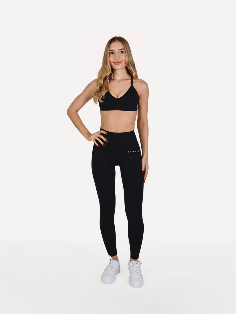 Zestaw legginsy + biustonosz ICONIC czarny