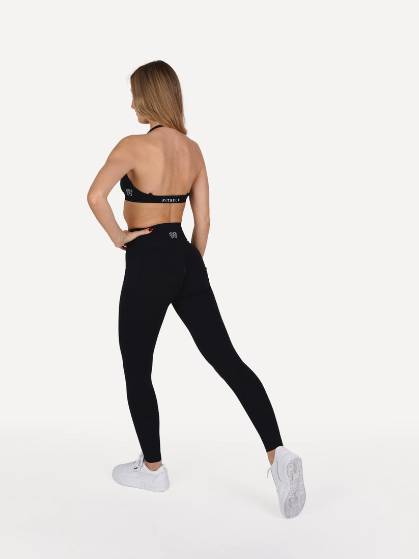 Zestaw legginsy + biustonosz ICONIC czarny push up