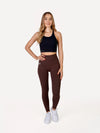 Zestaw Legginsy Double PUSH UP brązowe + Top STRAP BRA czarny