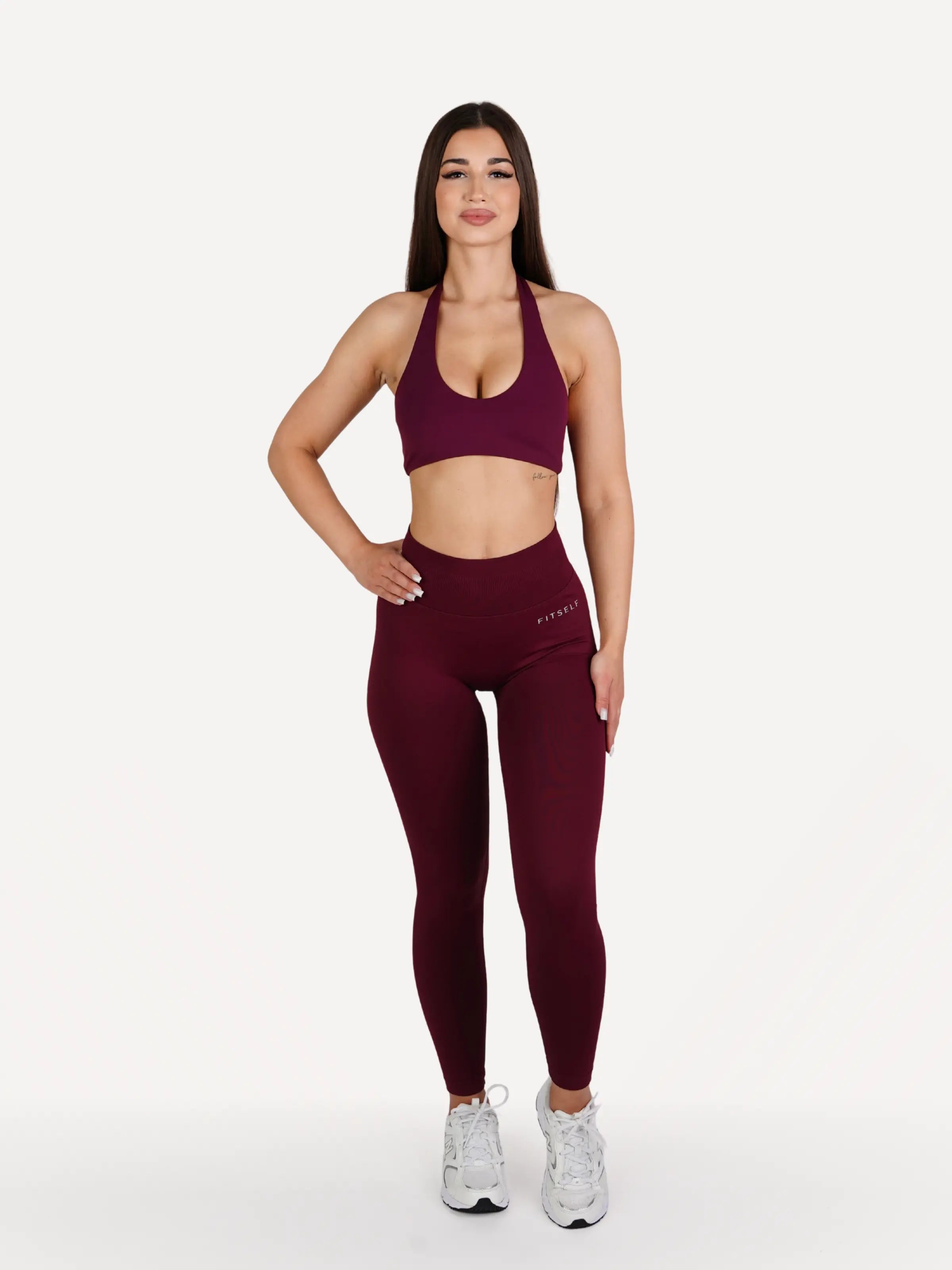 Zestaw legginsy + biustonosz FORM bordowy