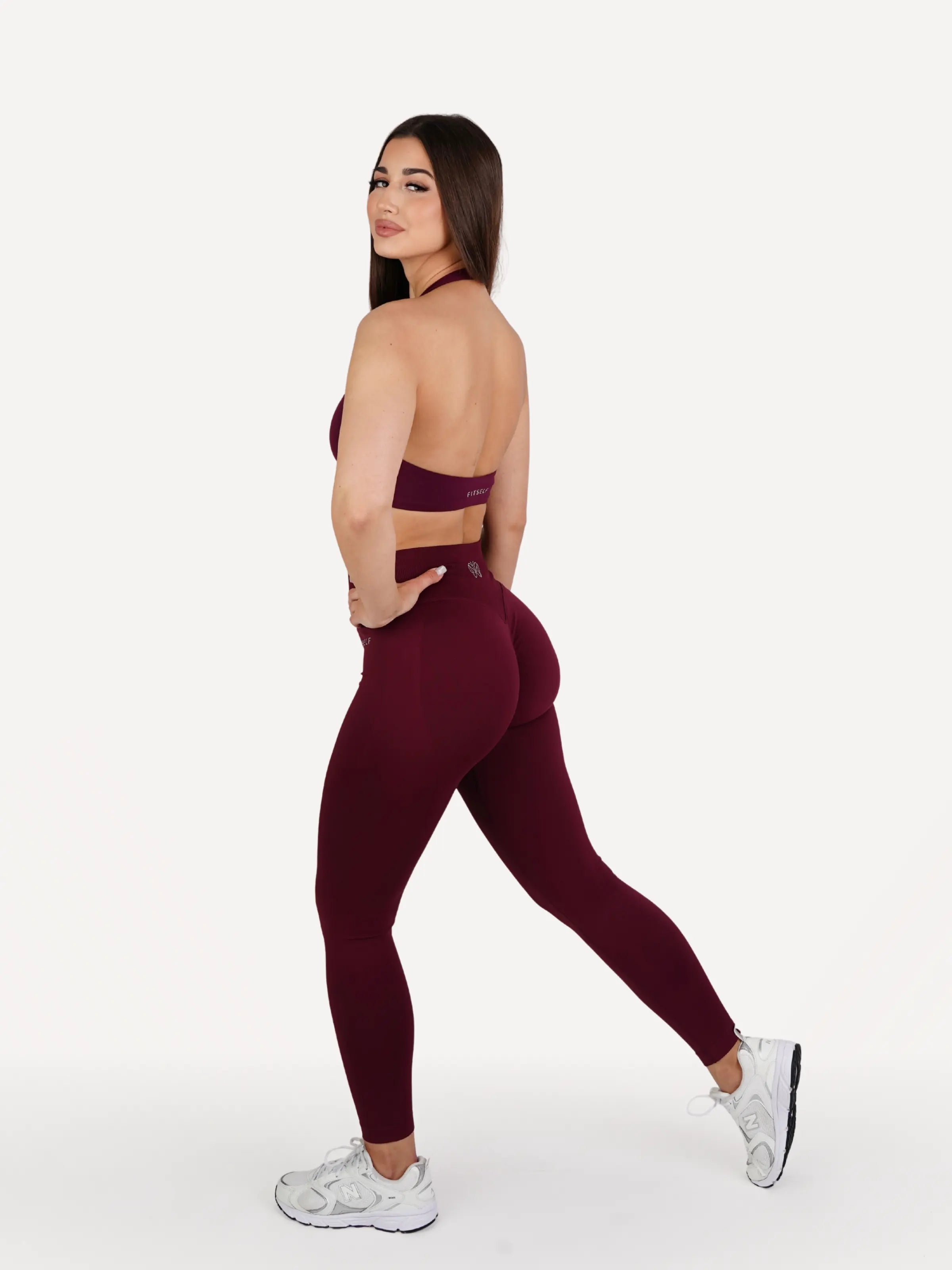 Zestaw legginsy + biustonosz FORM bordowy