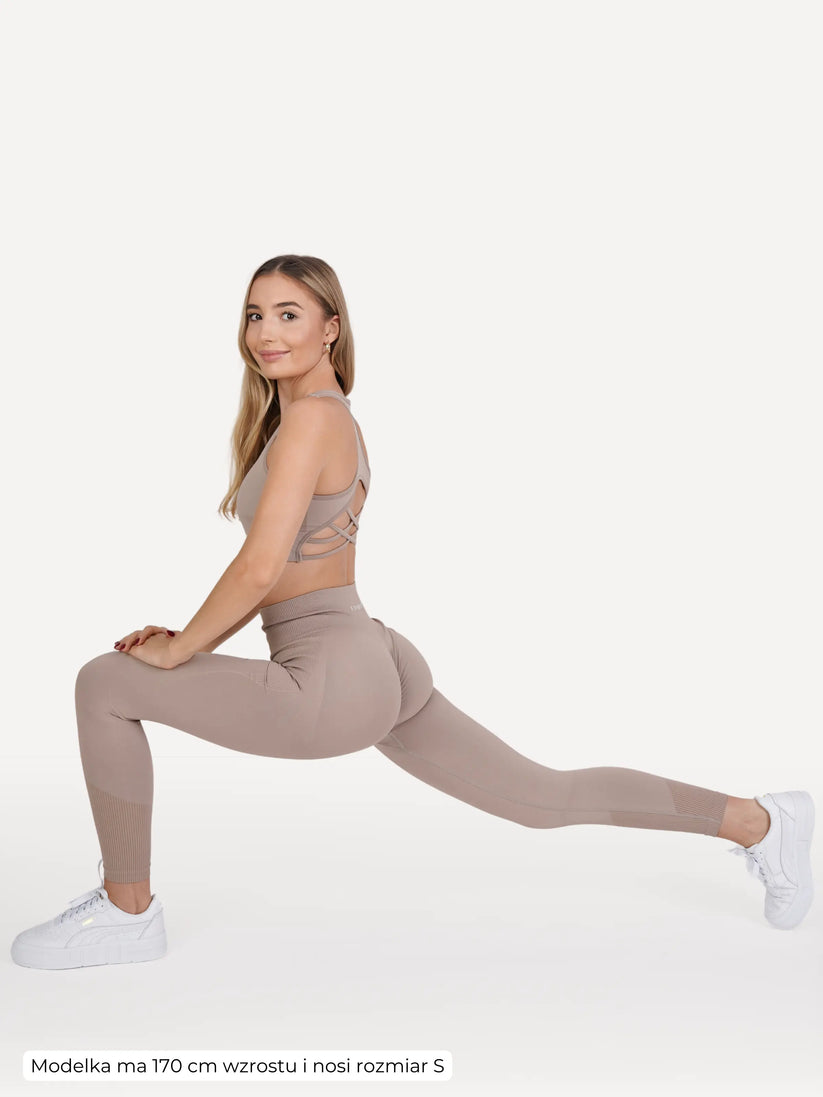 Zestaw legginsy + biustonosz VIBRANT beżowy