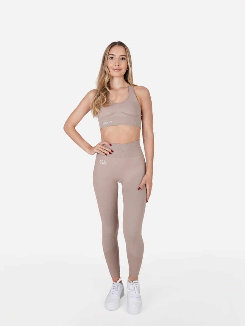 Zestaw legginsy + biustonosz VIBRANT beżowy