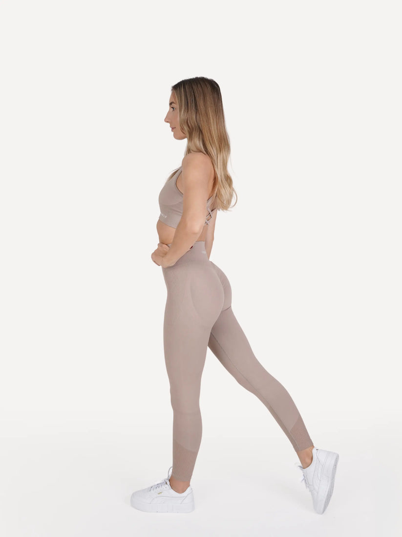 Zestaw legginsy + biustonosz VIBRANT beżowy