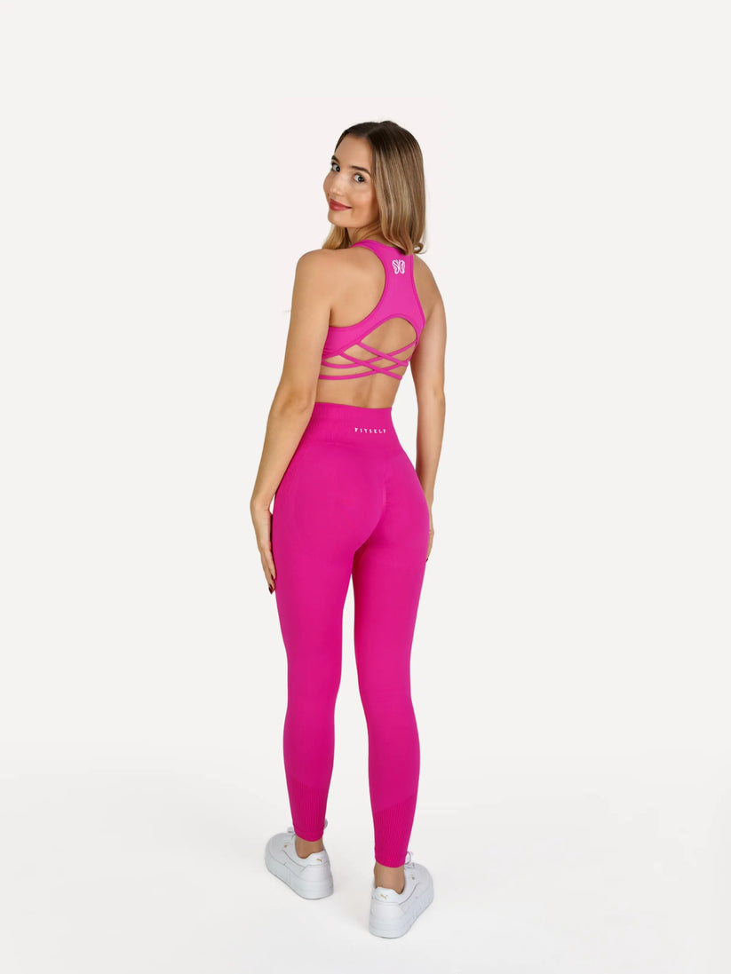 Zestaw legginsy + biustonosz VIBRANT różowy