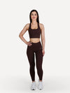 Zestaw legginsy + biustonosz sportowy ZEN brązowy
