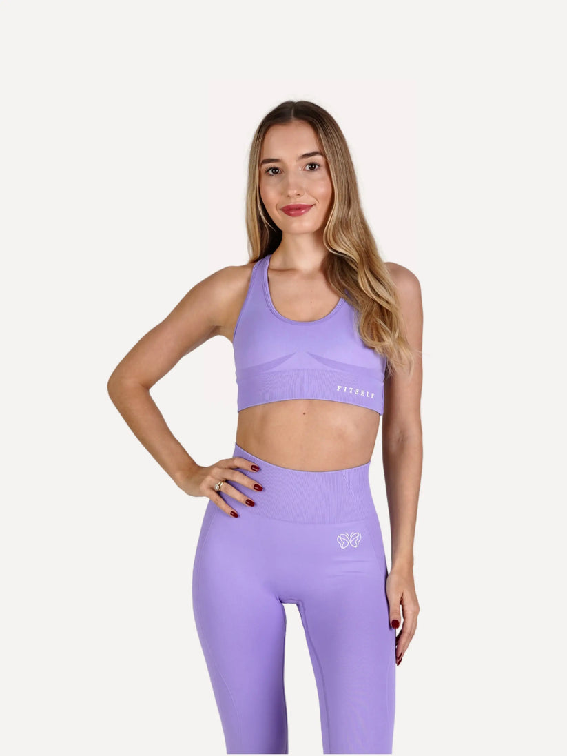 Zestaw legginsy + biustonosz VIBRANT lawendowy